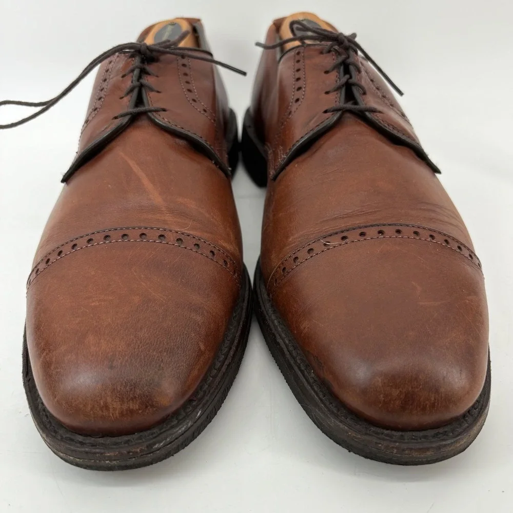 Allen Edmonds Wilbert Brown Leather Cap Toe Derby Comfort Shoes Mens 10 D